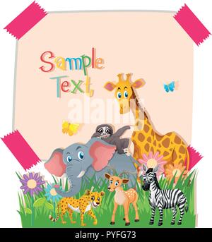 Paper template with wild animals in forest illustration Stock Vector ...