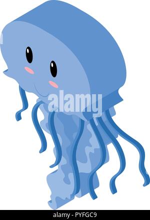 3D design for blue jellyfish illustration Stock Vector