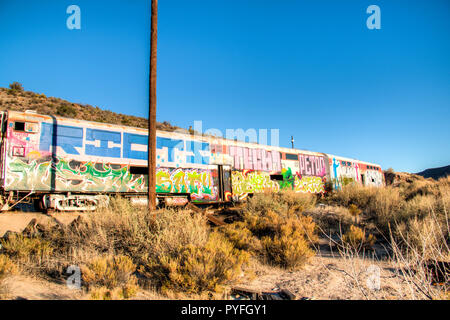 SAN DIEGO, USA – APRIL 2018: Old train with graffiti in the desert of Southern California Stock Photo
