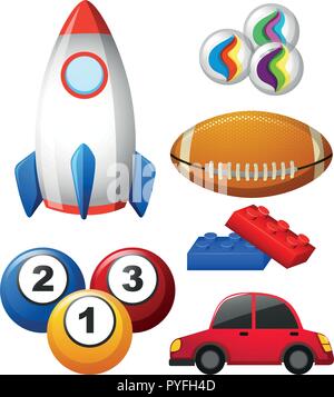 Different types of toys illustration Stock Vector