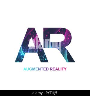 Augmented reality concept banner (AR). Virtual reality and augmented reality logo. Modern technologies sci-fi concept, vector Stock Vector
