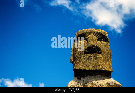 A detail of  a Maoi statue head Stock Photo