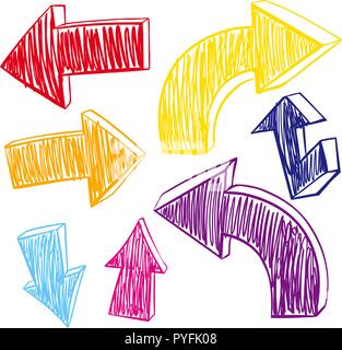 Different arrows in many colors illustration Stock Vector