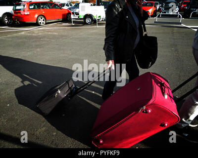 passengers arrive at Leeds Bradford Airport Yeadon West Yorkshire England Stock Photo
