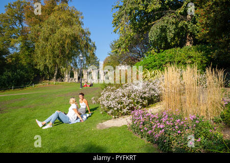 A sunny Autumnal day in the Museum Gardens, City of York, Yorkshire, UK Stock Photo