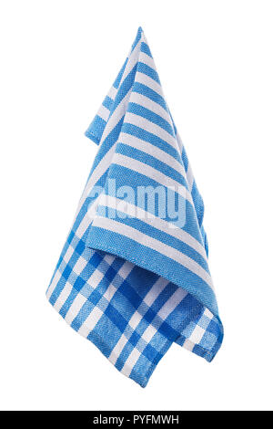 Blue cotton napkin isolated on white background Stock Photo