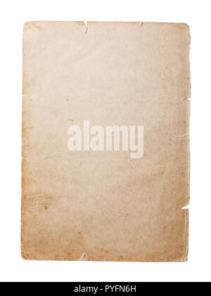 Old empty page of the book which has turned yellow over time, isolated Stock Photo