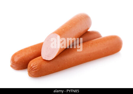 Three sausages isolated on white background Stock Photo