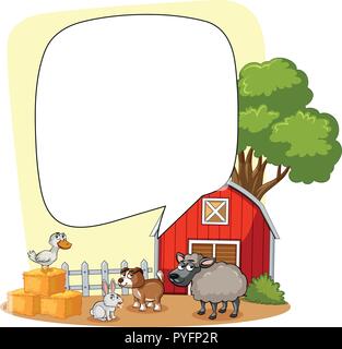 Farm scene with many farm animals illustration Stock Vector Image & Art ...