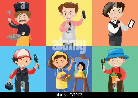 People doing different jobs illustration Stock Vector