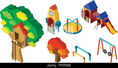 3D design for different stations at playground illustration Stock Vector