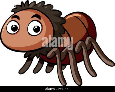 Brown spider on white background illustration Stock Vector