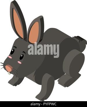 3D design for black rabbit illustration Stock Vector