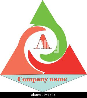 Logo design template .Triangle shape. The Letter A . Isolated, white. Vector Stock Vector