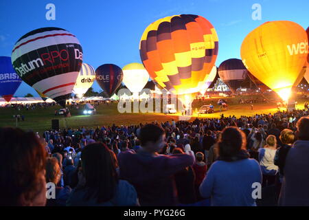 The Night Glow at Bristol Balloon Fiesta, England, UK Stock Photo