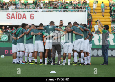 SC - Chapeco - 27/10/2018 - Brazilian A 2018, Chapecoense x Am rica-MG - Chapecoense players during pre-match warm-up and decision against Am-MG at Arena Conda stadium for the Brazilian championship A 2018. Photo: Renato Padilha / AGIF Stock Photo