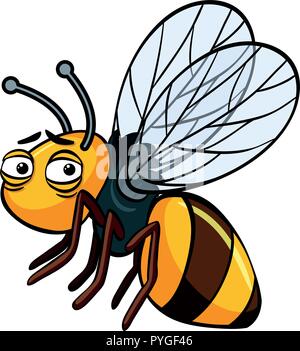 Little bee with sad face illustration Stock Vector