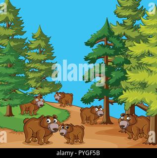 Bears in the jungle illustration Stock Vector Image & Art - Alamy