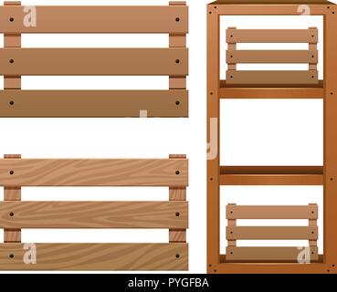 Different designs of wooden shelves illustration Stock Vector