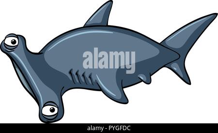Hammerhead shark on white background illustration Stock Vector