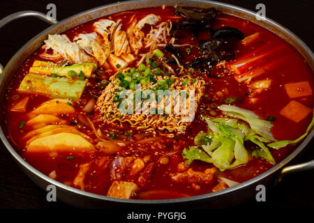 Korean cuisine hot pot with meat and seafood Stock Photo - Alamy