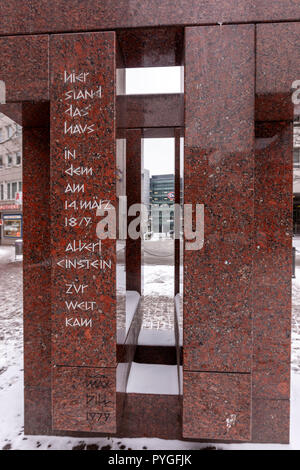 Albert Einstein Denkmal, Bahnhofstrasse , Ulm, Baden-Württemberg, Germany Stock Photo