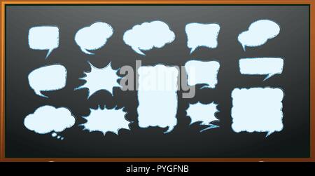 Different shapes of speech bubbles on board illustration Stock Vector