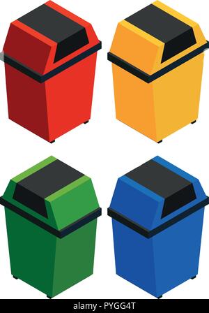 Four rubbish bins in 3D design illustration Stock Vector