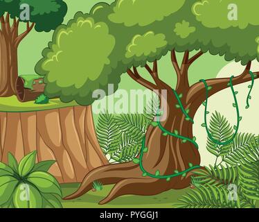 Background scene with many trees in the park illustration Stock Vector ...