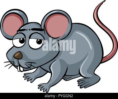Little mouse with sad face illustration Stock Vector