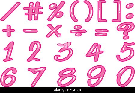 Pink Printable Math Numbers and math signs in pink color illustration Stock Vector Image ...