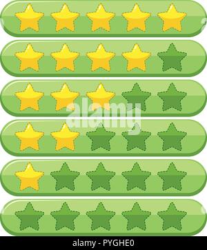 Yellow and green stars on green bars illustration Stock Vector