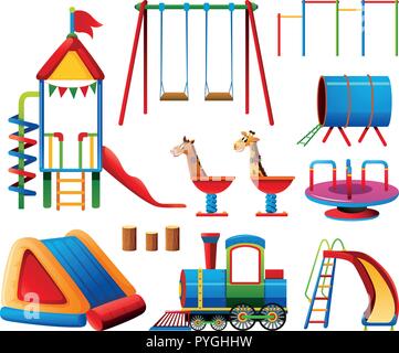 Different play stations in playground illustration Stock Vector