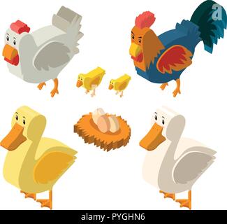 3D design for chickens and eggs illustration Stock Vector