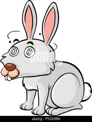 Rabbit with dizzy face illustration Stock Vector