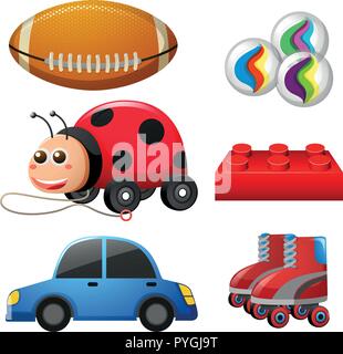 Different types of toys illustration Stock Vector