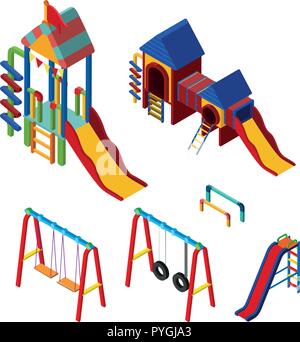 Set of different play stations illustration Stock Vector