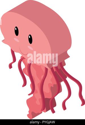 3D design for cute jellyfish illustration Stock Vector