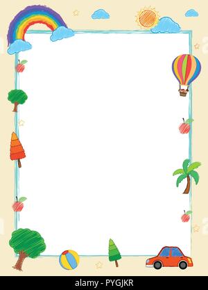 Frame template with summer holiday theme illustration Stock Vector
