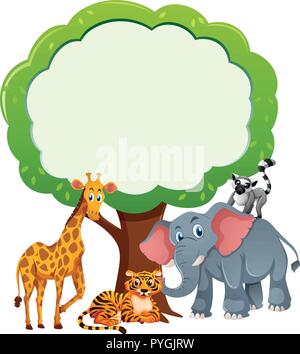 Border template with wild animals illustration Stock Vector Image & Art ...