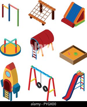 3D design for different play stations in playground illustration Stock Vector