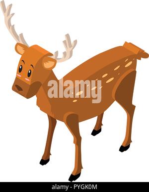 3D design for cute deer illustration Stock Vector