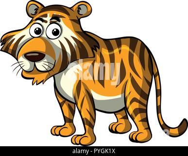 Wild tiger on white background illustration Stock Vector