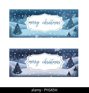 postcard with Merry Christmas lettering text Stock Vector