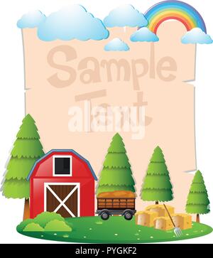 Border template with red barn on the farm illustration Stock Vector ...