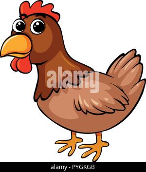 Brown chicken on white background illustration Stock Vector