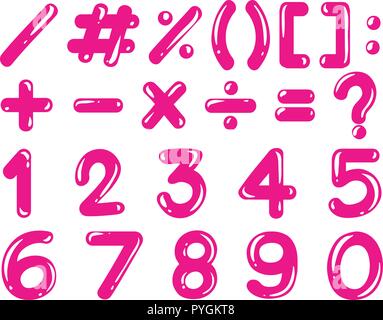 Pink Numbers/drawing Numbers and signs in pink color illustration Stock Vector Image & Art ...