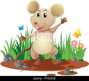 Mouses with cheese house in garden cartoon Vector Image