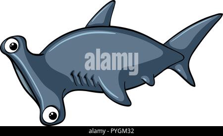Hammerhead shark on white background illustration Stock Vector
