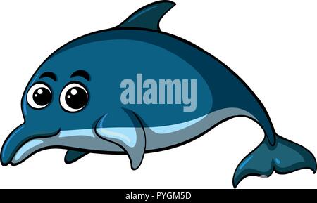 Blue dolphin on white background illustration Stock Vector